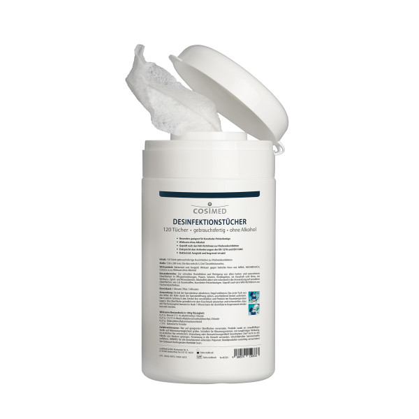 Desinfektionstücher, Größe 130 x 200 mm, Dose 120 Tücher
